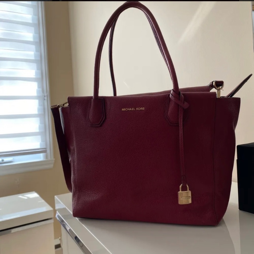 Michael Kors Mercer Cherry Red large satchel